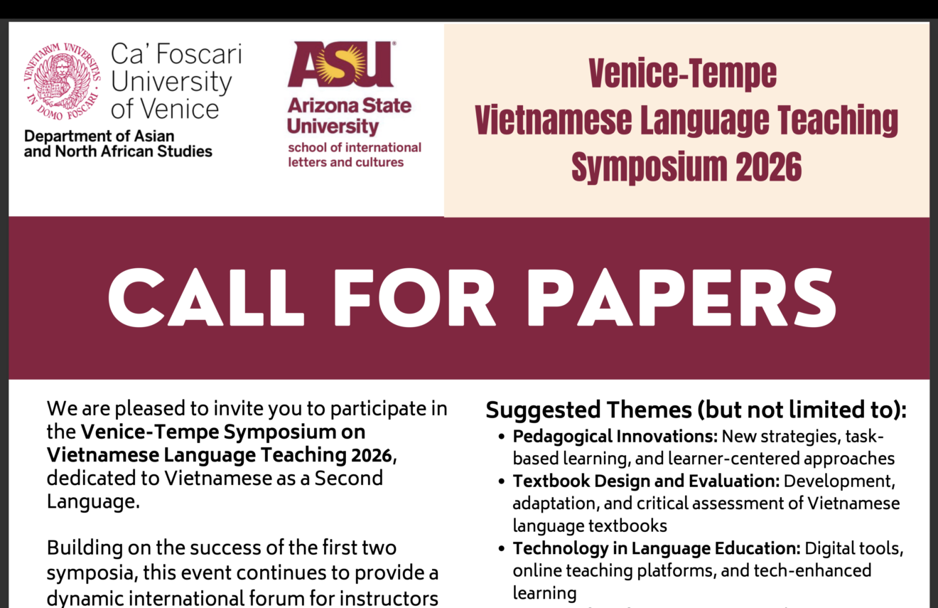 [CfP] Venice-Tempe Vietnamese Language Teaching Symposium 2026 - Virtual Event