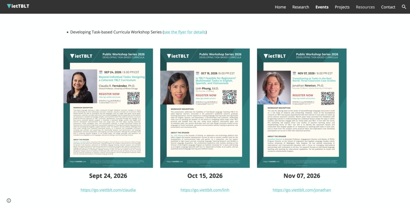 Elevate Your Teaching: Join VietTBLT’s 2026 Public Workshop Series on Developing Task-Based Curricula
